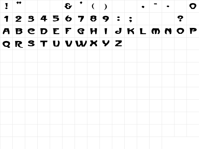 Ibanez 1 Regular  glyph index