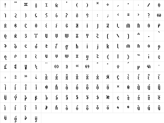 Biot Regular  glyph index