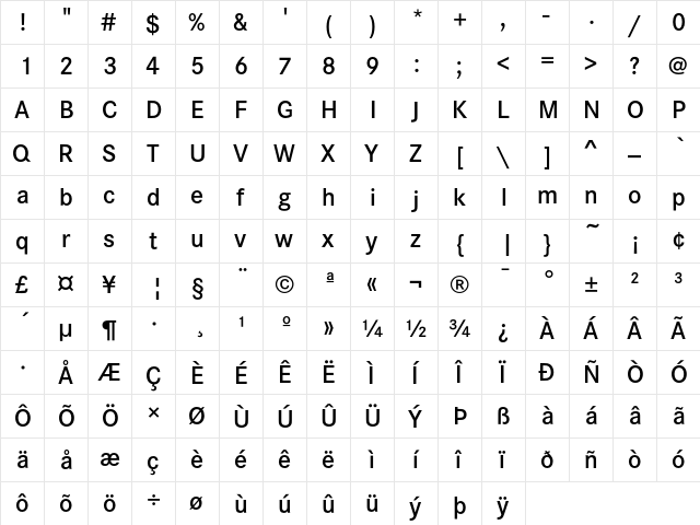 CorporateS Demi  glyph index