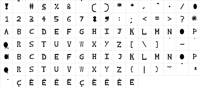 Kilimanjaro One Regular  glyph index
