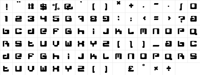 Freak Normal  glyph index