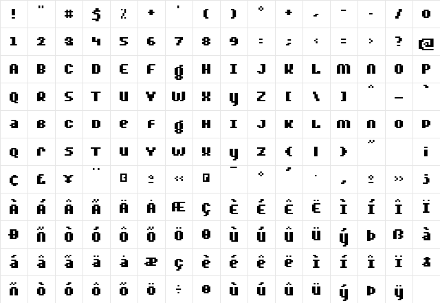 BylinearSmallCapsBold Regular  glyph index