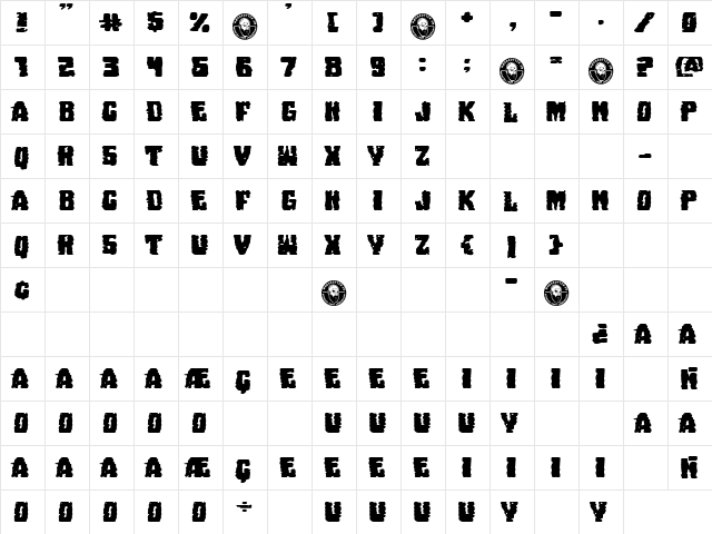Nightmare on Raval Streets Regular  glyph index