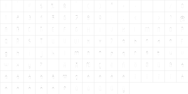 Cornwall Regular  glyph index