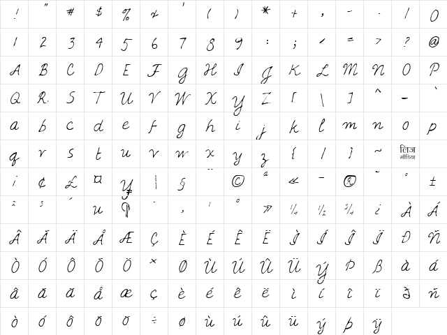 LEHN067 Regular  glyph index