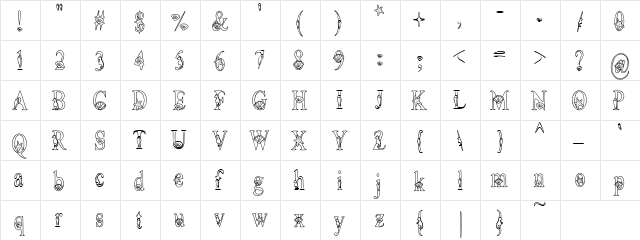 PC Shells Regular  glyph index