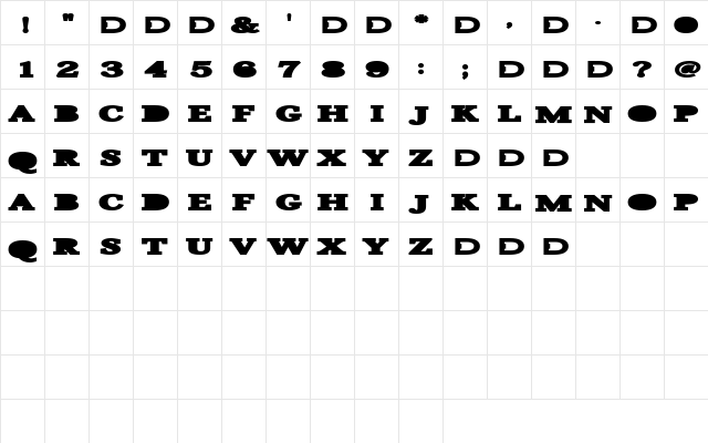 TOTP Regular  glyph index