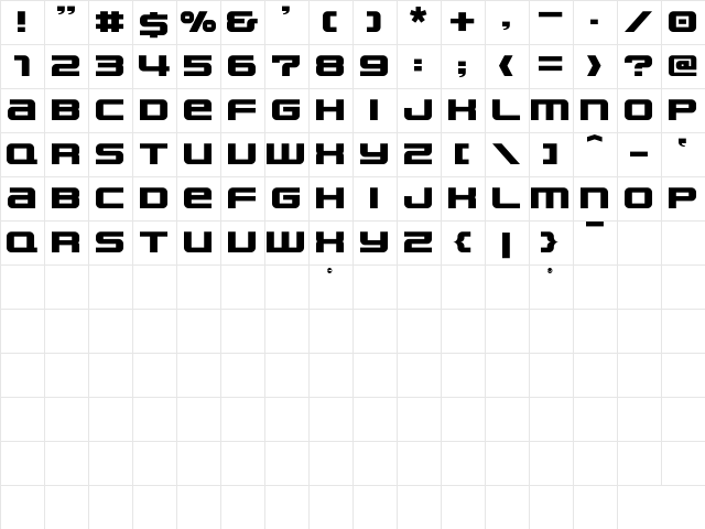 NAKAMURA Regular  glyph index