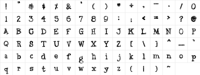 PC Burlap Regular  glyph index