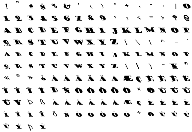 FZ JAZZY 38 LEFTY Normal  glyph index