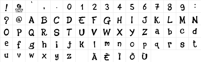 Espen Comics Regular  glyph index