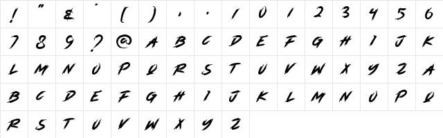ALTERBREAK Regular  glyph index