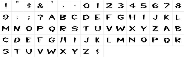 Cavemann Ex Bold Bold  glyph index