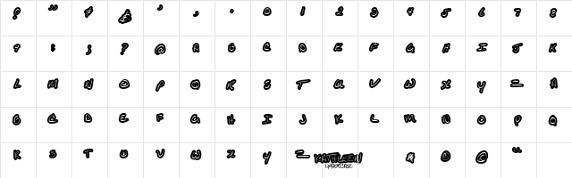 KathleenUppercase Regular  glyph index