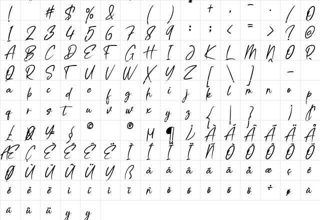 Qomallida Regular  glyph index