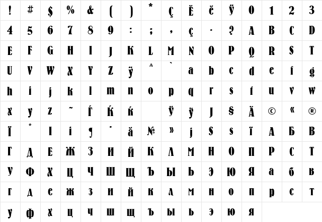 Bernhard_chu Normal  glyph index