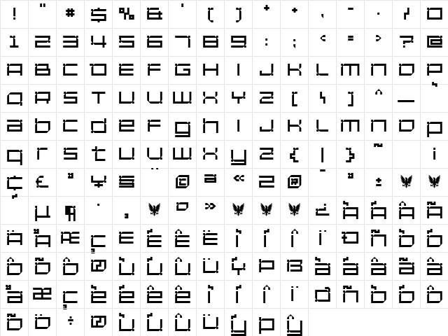 Unfinished SemiBold  glyph index