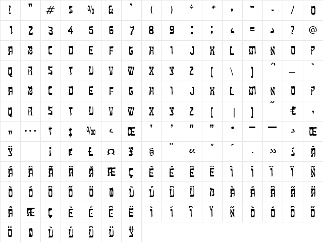 Doolittle Regular  glyph index