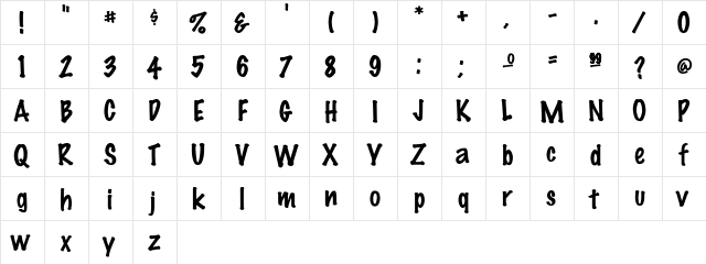 FeltMark Regular  glyph index