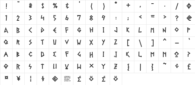 Gelio Greek Diner Regular  glyph index