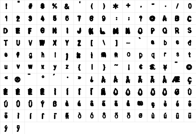 Bull Regular  glyph index