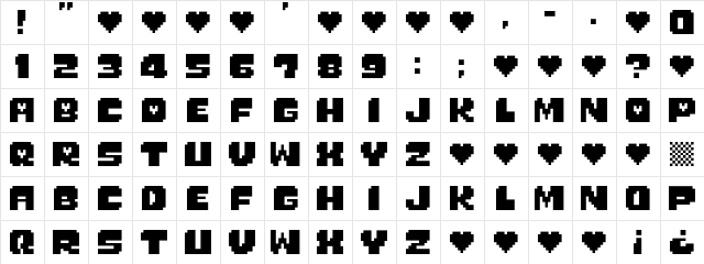 Monster Friend Fore Regular  glyph index