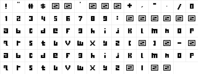 begginner Regular  glyph index