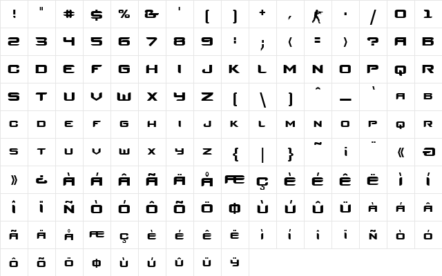 Counter-Strike Regular  glyph index