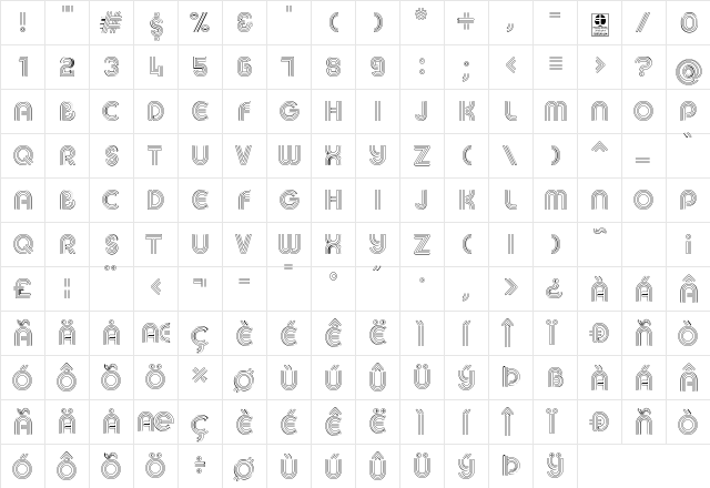 MACCOS LIGHT Demo Regular  glyph index