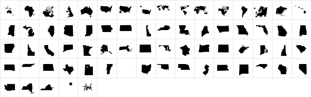 DingMaps Normal  glyph index