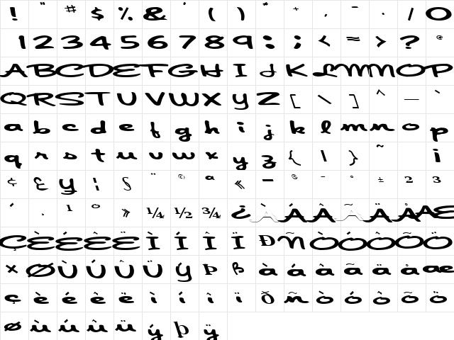 Foote Regular  glyph index