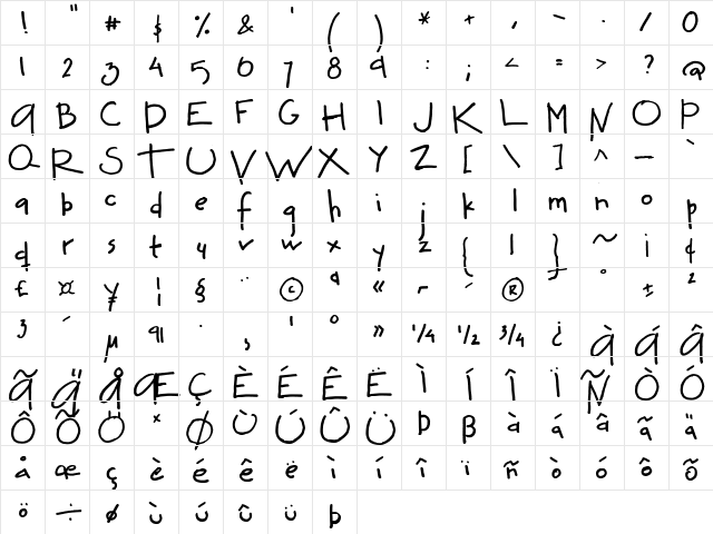 FG Adam Regular  glyph index