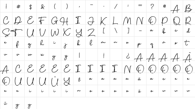 Charles Sebastian Regular  glyph index