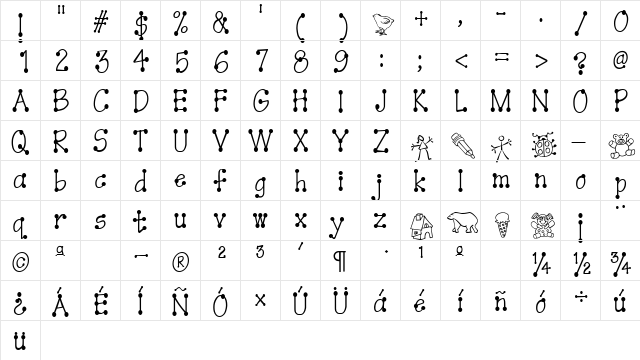 AbcBulletin Regular  glyph index