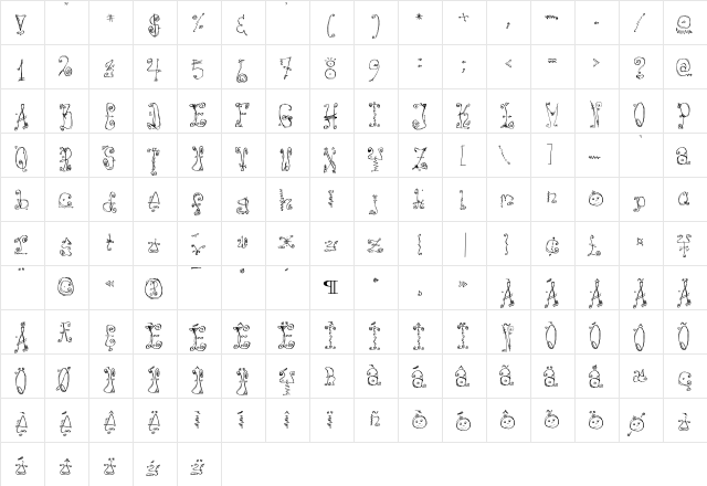 Danzin LikeCracy  glyph index