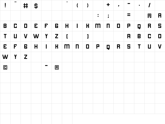 Bintara Regular  glyph index