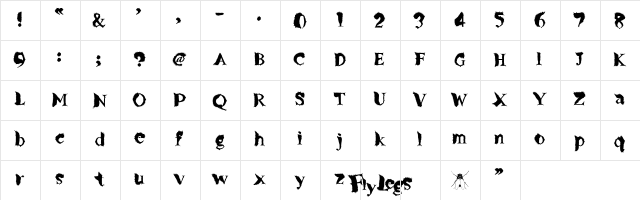 FlyLegs Regular  glyph index