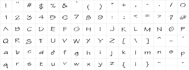 LDJ Looney Regular  glyph index