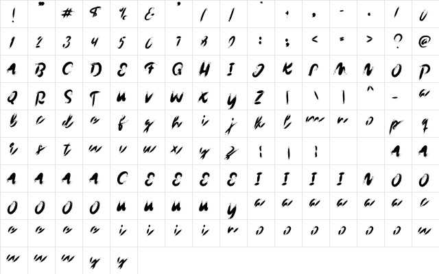 Boxingdragon Regular  glyph index