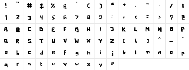 Boma Normal  glyph index