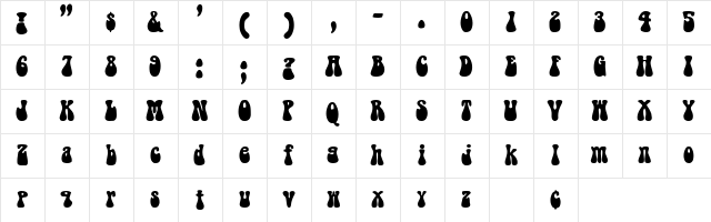 Bell Bottom Regular  glyph index