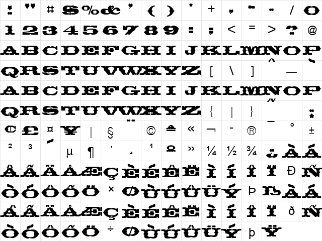 Wyatt Normal  glyph index