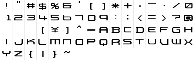 PB010 TRANSPORT X Light  glyph index