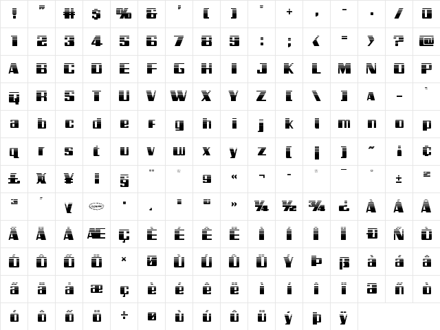 Galactic Storm Halftone Regular  glyph index