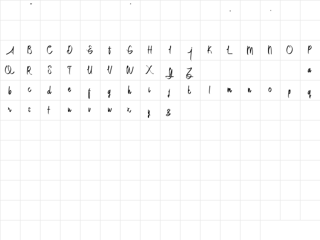 Dettallia Personal Use Only Regular  glyph index
