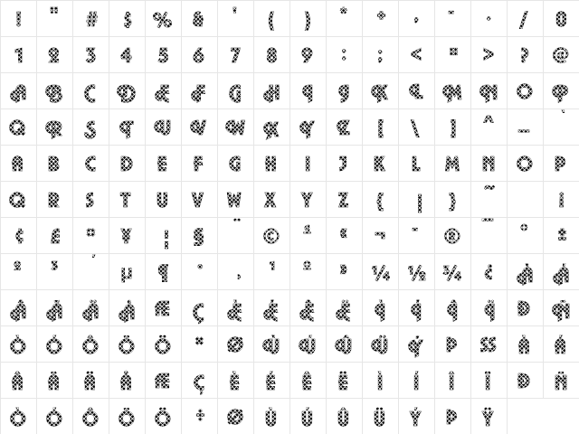 Plaza09 Becker Regular  glyph index