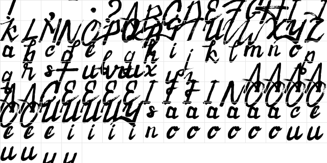 Raintake Regular  glyph index