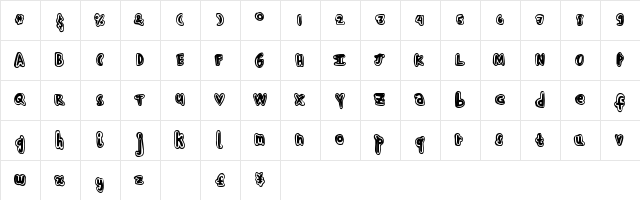 HandShadow Regular  glyph index