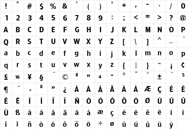 TFForeverTwo Demi  glyph index