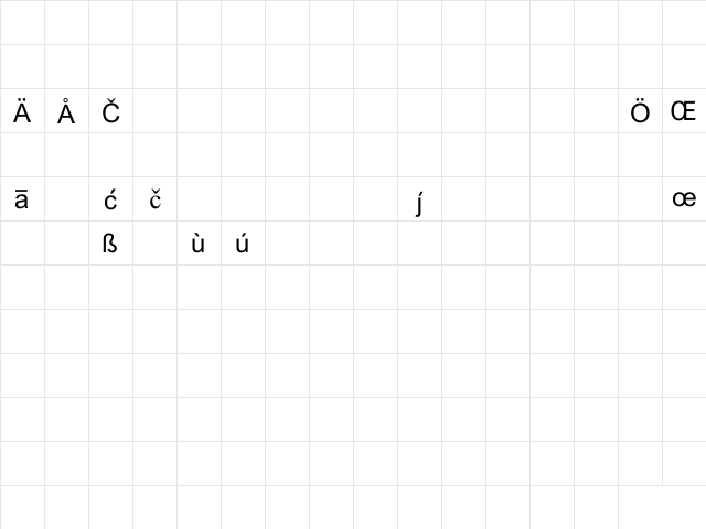 Van Dale Diacritica Regular  glyph index